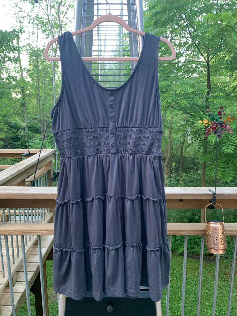 Sleeveless Tiered Mini Dress in Charcoal Gray